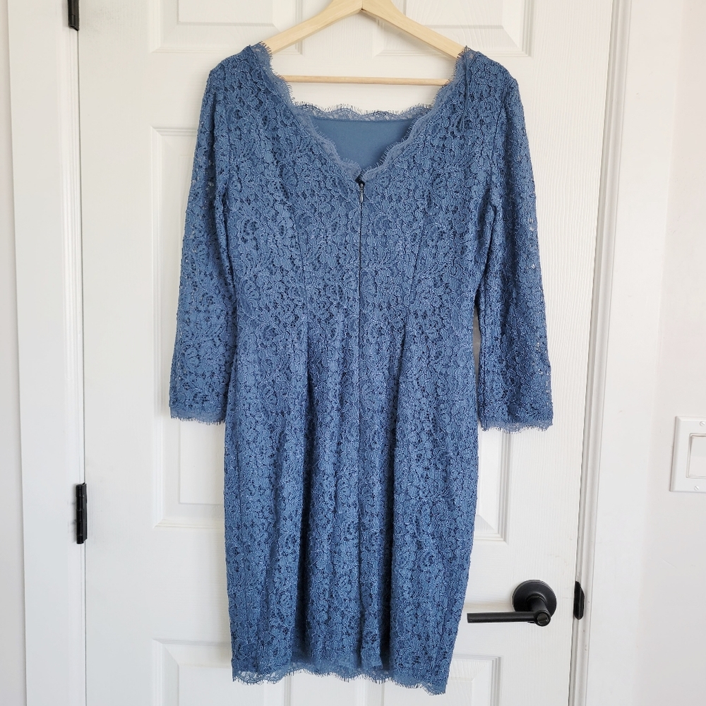 Adrianna Papell Lace Blue Square Neck Mini Dress - image 4